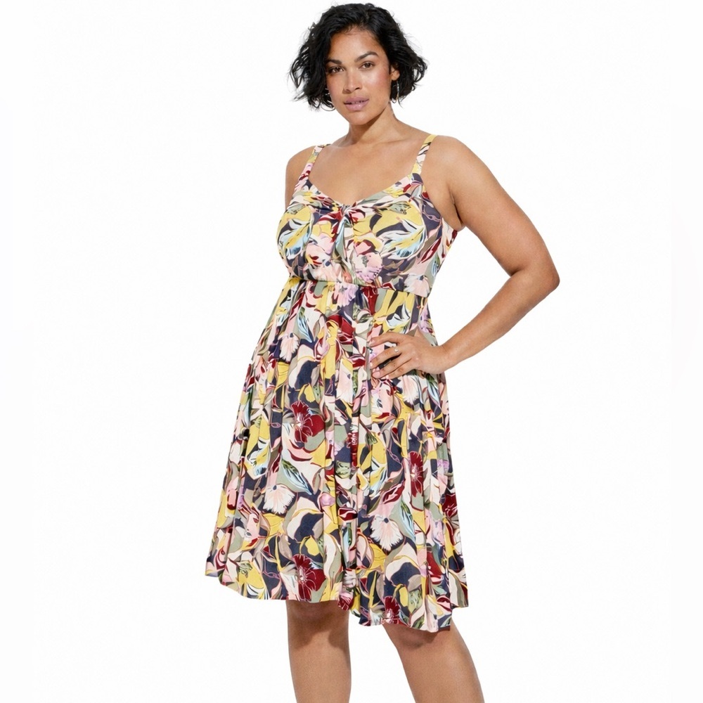 TORRID 2X Mini Super Soft Bow Front Skater 0723 Dress Plus size jewel tones